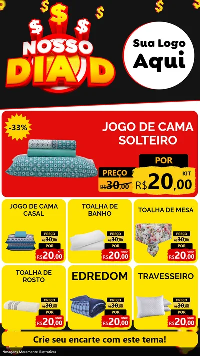 Modelo de Rede Social para Stories com o tema Nosso Dia D para Cama, Mesa e Banho