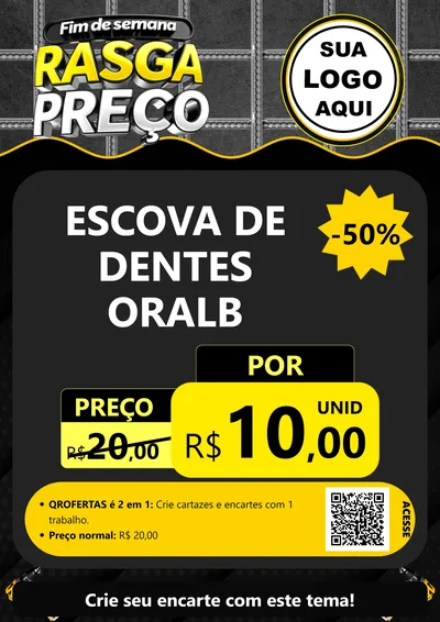 Modelo de Cartaz para Cartaz A4 Vertical com o tema Fim de Semana Rasga Preço para Higiene Pessoal