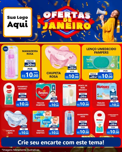 Modelo de Rede Social para Feed Instagram com o tema Ofertas de Janeiro para Bebês
