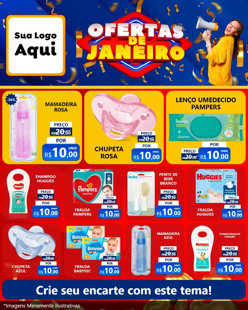 Modelo de Rede Social para Feed Instagram com o tema Ofertas de Janeiro para Bebês