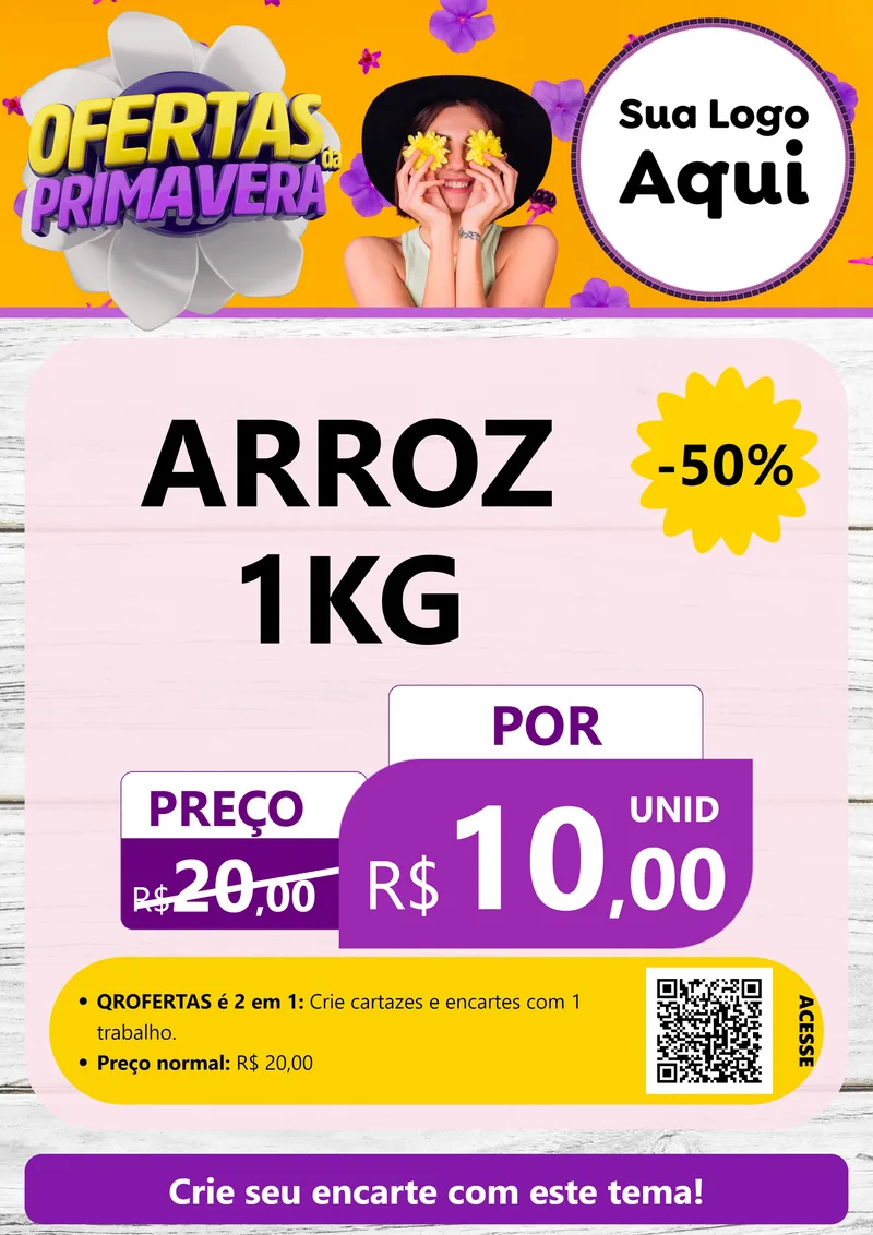 Modelo de Cartaz para Cartaz A4 Vertical com o tema Ofertas Da Primavera para Supermercado
