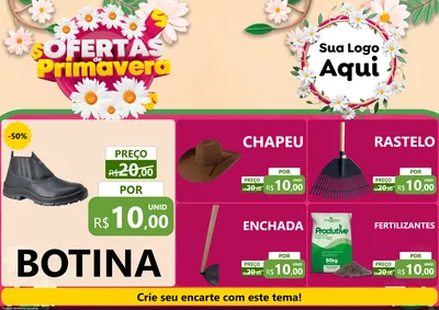 Modelo de Encarte para Encarte A4 Horizontal com o tema Ofertas de Primavera para Agropecuária