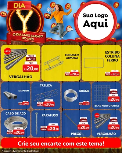 Modelo de Rede Social para Feed Instagram com o tema Dia Y - O Dia Mais Barato Do Mês para Ferragens