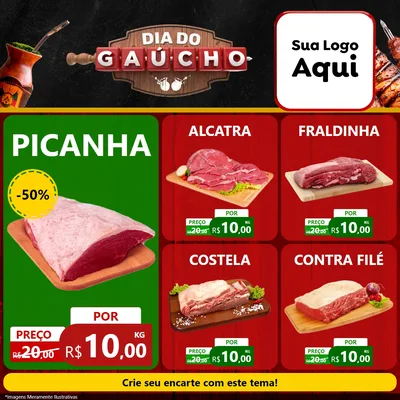 Modelo de Rede Social para Feed Facebook com o tema Dia do Gaúcho para Açougue
