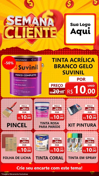 Modelo de Rede Social para Stories com o tema Semana do Cliente para Tintas e Ferramentas