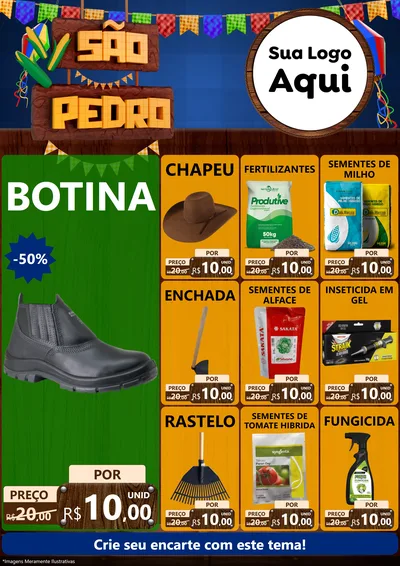 Modelo de Encarte para Encarte A4 Vertical com o tema São Pedro para Agropecuária