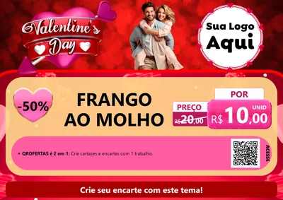 Modelo de Cartaz para Cartaz A4 Horizontal com o tema Valentine's Day para Restaurante