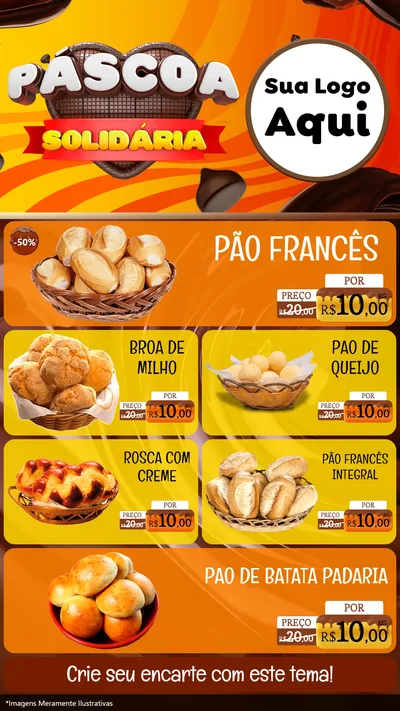 Modelo de TV para TV Vertical com o tema Páscoa Solidária para Padaria