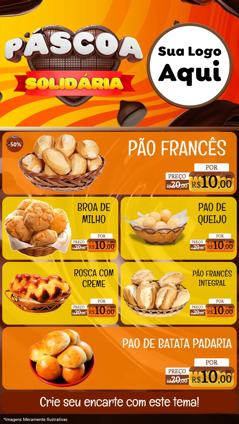 Modelo de TV para TV Vertical com o tema Páscoa Solidária para Padaria