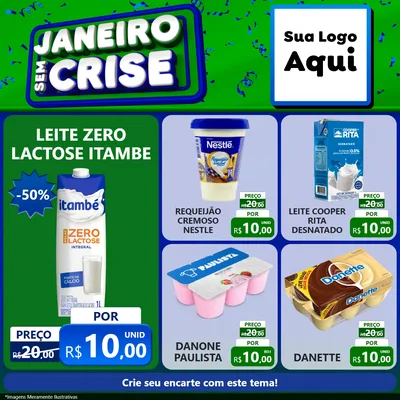 Modelo de Rede Social para Feed Facebook com o tema Janeiro Sem Crise para Frios e Laticínios