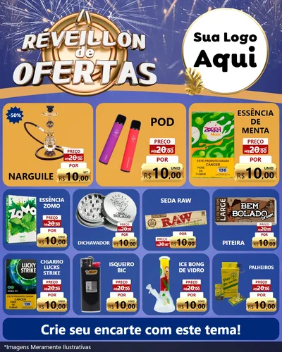 Modelo de Rede Social para Feed Instagram com o tema Réveillon de Ofertas para Tabacaria