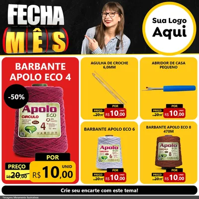 Modelo de Rede Social para Feed Facebook com o tema Fecha Mês para Armarinho e Aviamentos