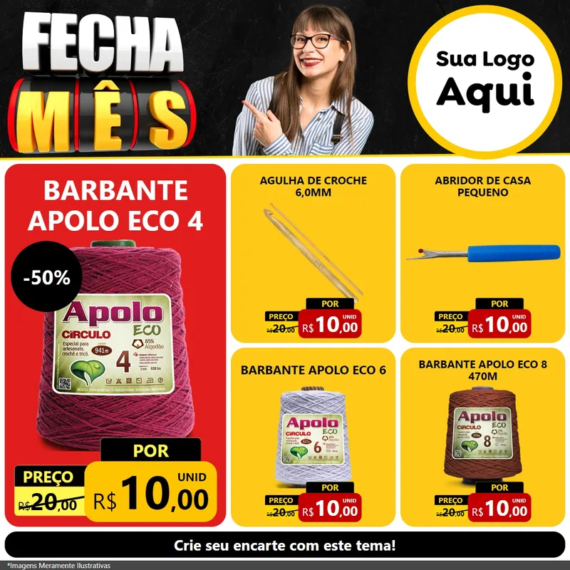 Modelo de Rede Social para Feed Facebook com o tema Fecha Mês para Armarinho e Aviamentos