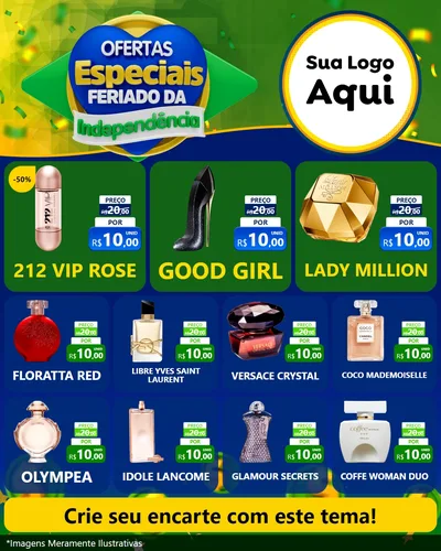 Modelo de Rede Social para Feed Instagram com o tema Ofertas Especiais Feriado da Independência para Perfumes