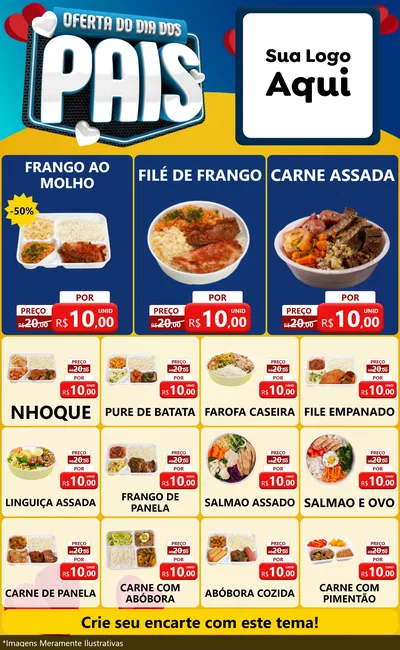 Modelo de Encarte para Encarte Grande com o tema Oferta Do Dia Dos Pais para Restaurante