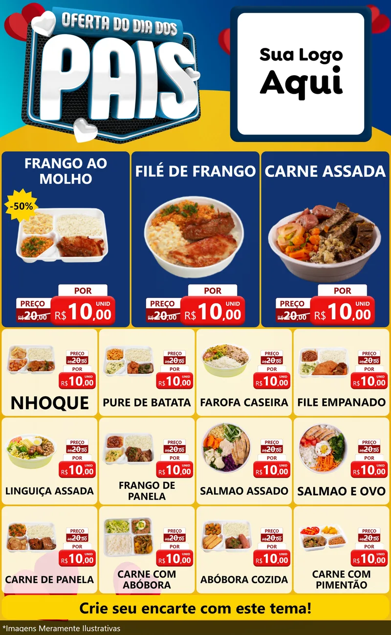Modelo de Encarte para Encarte Grande com o tema Oferta Do Dia Dos Pais para Restaurante