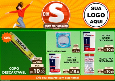 Modelo de Encarte para Encarte A4 Horizontal com o tema Dia S - O Dia Mais Barato para Embalagens