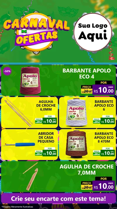 Modelo de TV para TV Vertical com o tema Carnaval de Ofertas para Armarinho e Aviamentos