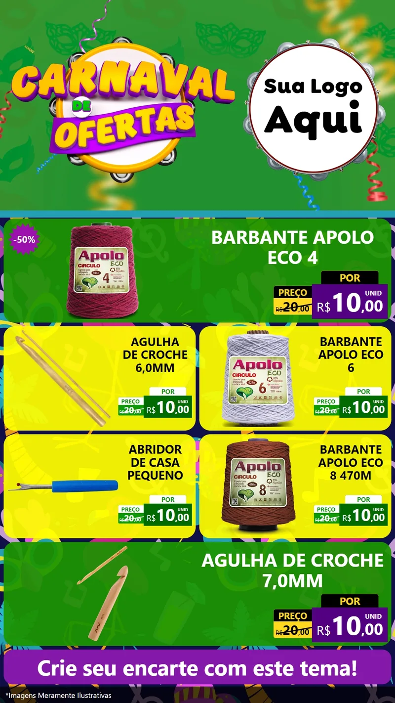 Modelo de TV para TV Vertical com o tema Carnaval de Ofertas para Armarinho e Aviamentos
