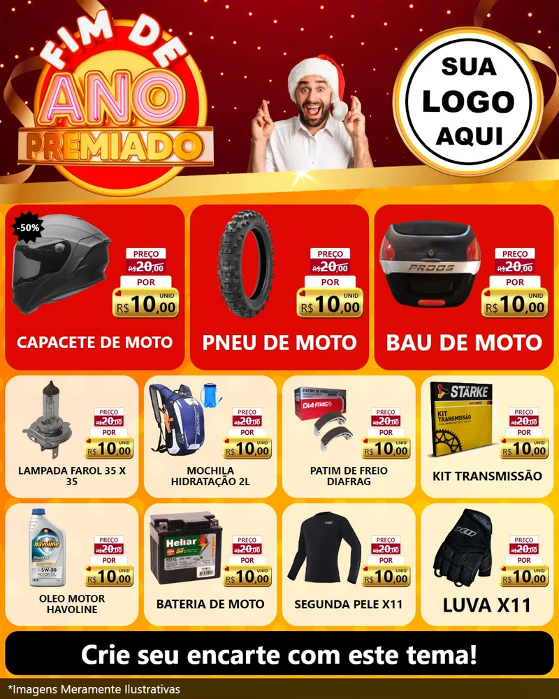 Modelo de Rede Social para Feed Instagram com o tema Fim de Ano Premiado para Moto peças