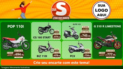 Modelo de TV para TV Horizontal com o tema Dia S - O Dia Mais Barato para Concessionaria de Motos
