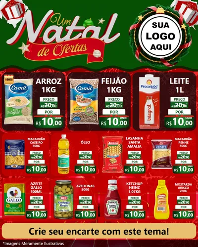 Modelo de Rede Social para Feed Instagram com o tema Um Natal de Ofertas para Supermercado