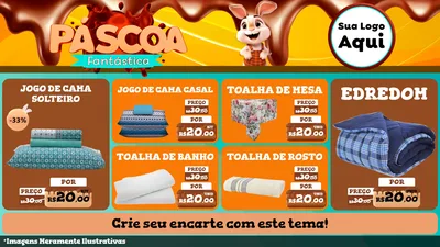 Modelo de TV para TV Horizontal com o tema Páscoa Fantástica para Cama, Mesa e Banho