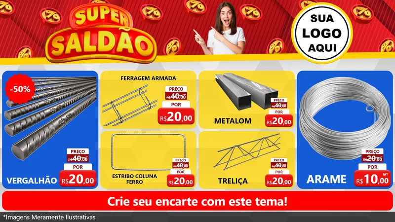 Modelo de TV para TV Horizontal com o tema Super Saldão para Ferragens