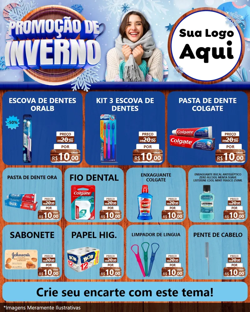 Modelo de Rede Social para Feed Instagram com o tema Promoção de Inverno para Higiene Pessoal
