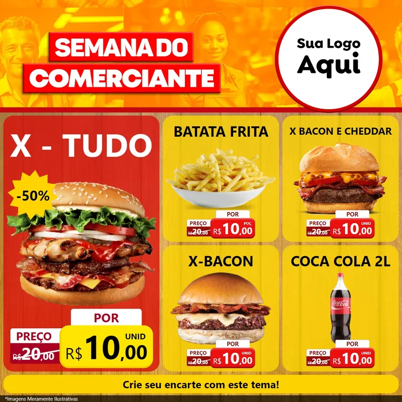 Modelo de Rede Social para Feed Facebook com o tema Semana do Comerciante para Hamburgueria