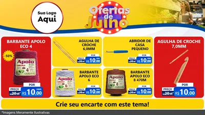 Modelo de TV para TV Horizontal com o tema Ofertas de Julho para Armarinho e Aviamentos