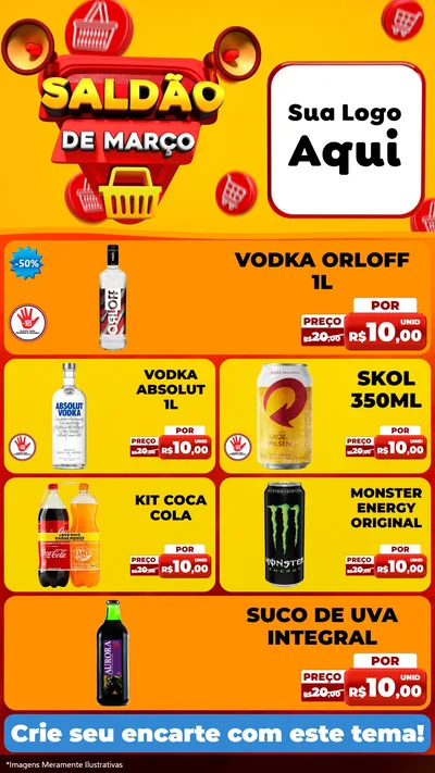 Modelo de TV para TV Vertical com o tema Saldão de Março para Distribuidora de bebidas