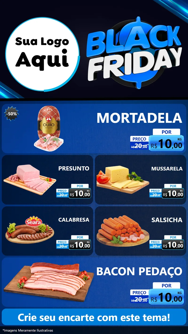 Modelo de TV para TV Vertical com o tema Black Friday para Frios e Laticínios