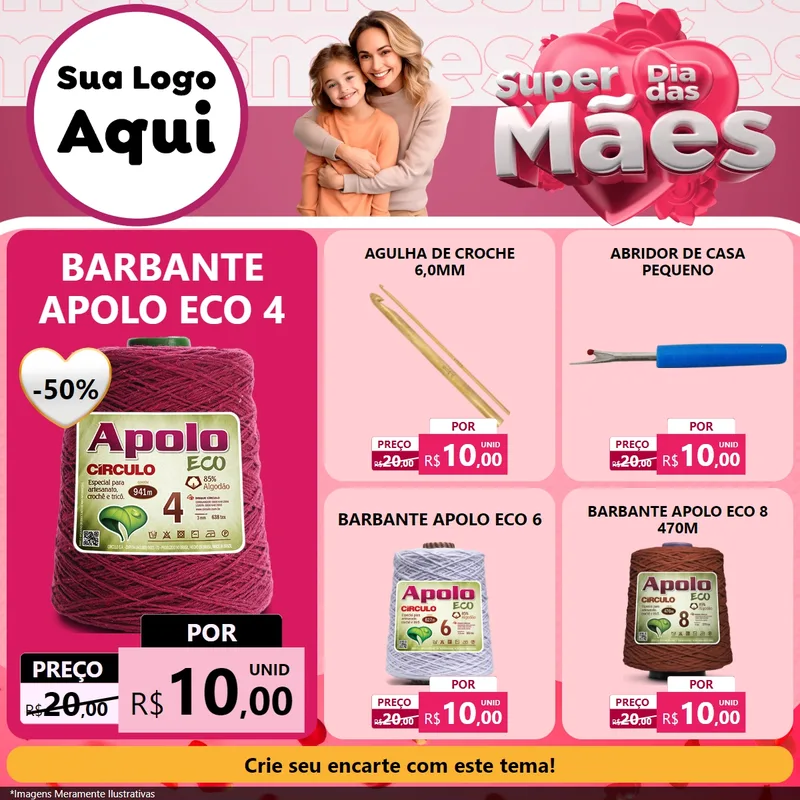Modelo de Rede Social para Feed Facebook com o tema Super Dia Das Mães para Armarinho e Aviamentos