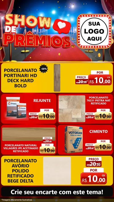 Modelo de TV para TV Vertical com o tema Show de Prêmios para Pisos e revestimentos