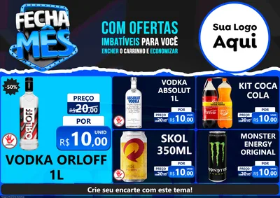 Modelo de Encarte para Encarte A4 Horizontal com o tema Fecha Mês para Distribuidora de bebidas