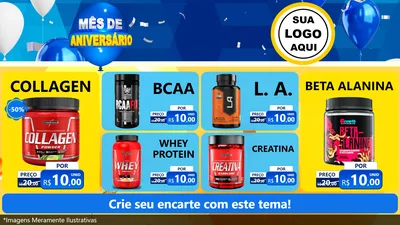 Modelo de TV para TV Horizontal com o tema Mês de Aniversário para Suplementos alimentares