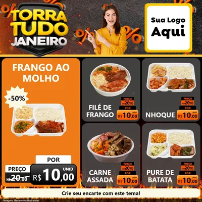 Modelo de Rede Social para Feed Facebook com o tema Torra Tudo Janeiro para Restaurante