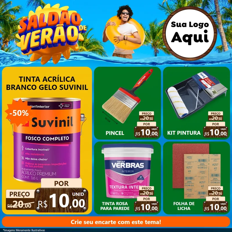 Modelo de Rede Social para Feed Facebook com o tema Saldão de Verão para Tintas e Ferramentas