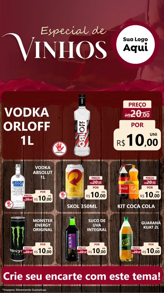 Modelo de Rede Social para Stories com o tema Especial de vinhos para Distribuidora de bebidas