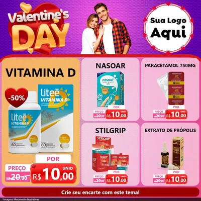 Modelo de Rede Social para Feed Facebook com o tema Valentine's Day para Farmácia