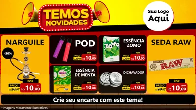 Modelo de TV para TV Horizontal com o tema Temos Novidades para Tabacaria