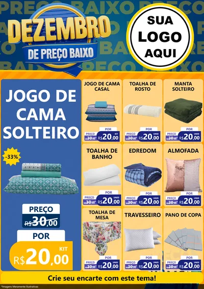 Modelo de Encarte para Encarte A4 Vertical com o tema Dezembro de Preço Baixo para Cama, Mesa e Banho