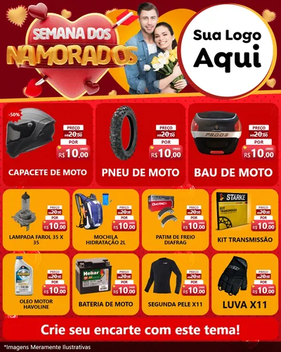 Modelo de Rede Social para Feed Instagram com o tema Semana dos Namorados para Moto peças