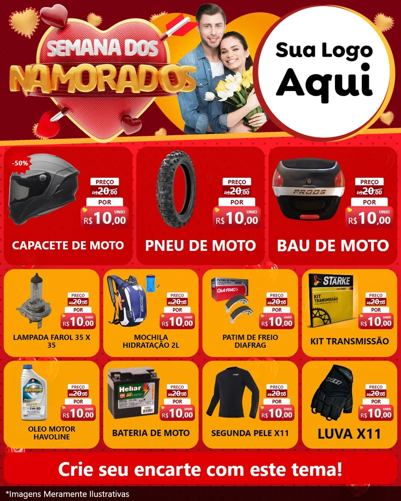 Modelo de Rede Social para Feed Instagram com o tema Semana dos Namorados para Moto peças