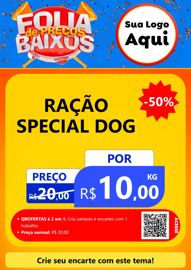Modelo de Cartaz para Cartaz A4 Vertical com o tema Folia de Preços Baixos para Pet Shop