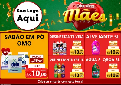 Modelo de Encarte para Encarte A4 Horizontal com o tema Dia das Mães para Produtos de Limpeza
