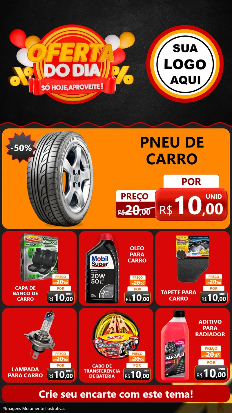 Modelo de Rede Social para Stories com o tema Oferta do Dia - Só hoje, Aproveite! para Auto peças