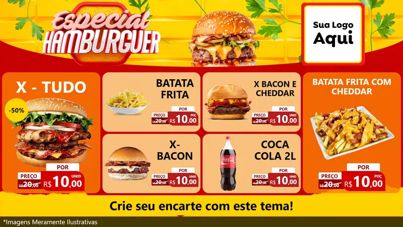 Modelo de TV para TV Horizontal com o tema Especial Hamburguer para Hamburgueria
