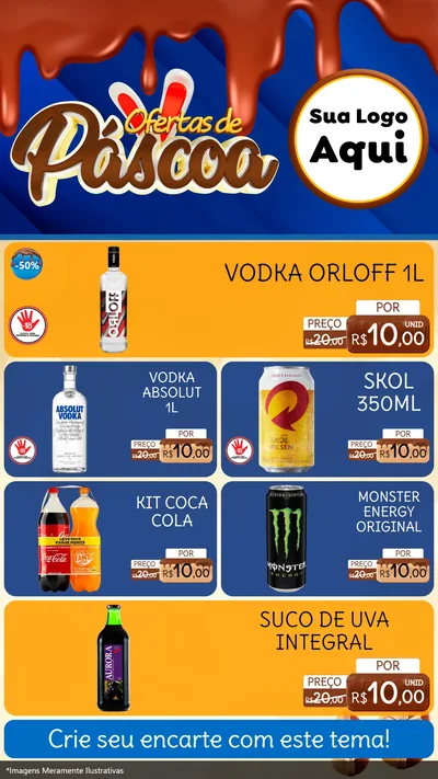 Modelo de TV para TV Vertical com o tema Ofertas de Páscoa para Distribuidora de bebidas